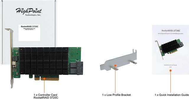 Alt view image 6 of 6 - HighPoint RocketRAID 3720C 8-port 12Gb/s PCIe 3.0 x8 SAS/SATA RAID Controller