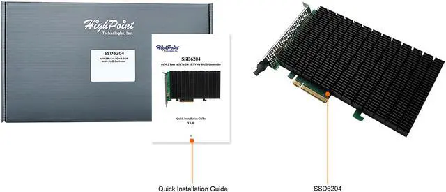 Alt view image 7 of 7 - HighPoint SSD6204 PCI-Express 3.0 x8 PCI-Express Driverless, Bootable 4x M.2 PCIe Gen3 x8 NVMe RAID Controller