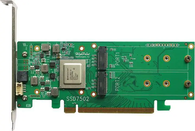 Alt view image 4 of 6 - HighPoint SSD7502 PCI-Express 4.0 x16 PCI-Express Controller Card