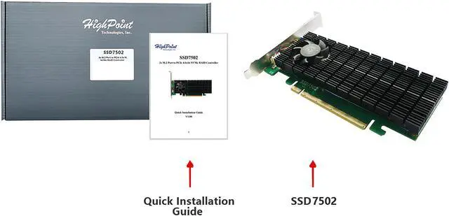 Alt view image 6 of 6 - HighPoint SSD7502 PCI-Express 4.0 x16 PCI-Express Controller Card