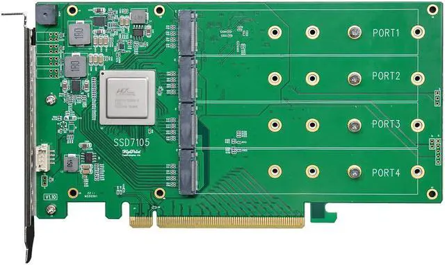 Alt view image 3 of 4 - HighPoint SSD7105 PCI-Express 3.0 x16 PCI-Express PCIe 3.0 x16 Fully Bootable 4-Port M.2 NVMe RAID Controller