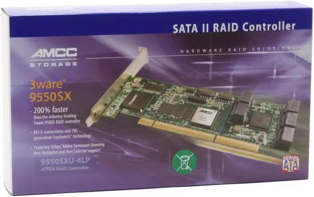 Alt view image 6 of 6 - 3ware 9550SXU-4LP KIT 64-bit/133MHz PCI-X SATA II (3.0Gb/s) RAID RoHS Controller Card - Kit