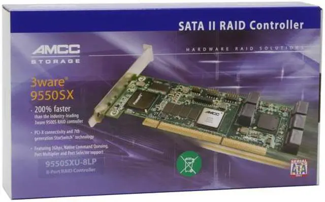 Alt view image 7 of 7 - 3ware 9550SXU-8LP 64bit/133MHz PCI-X SATA II (3.0Gb/s) RAID RoHS Controller Card