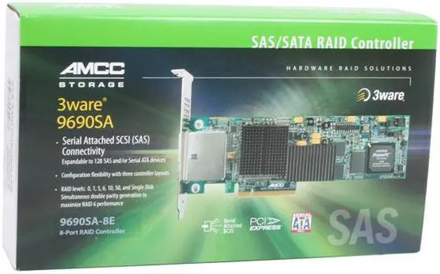 Alt view image 7 of 7 - 3ware 9690SA-8E-KIT PCI-Express x8 Serial Attached SCSI (SAS) Controller Card - Kit