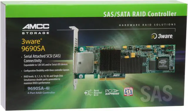 Alt view image 8 of 8 - 3ware 9690SA-4I-KIT PCI Express SATA / SAS Controller Card - Kit