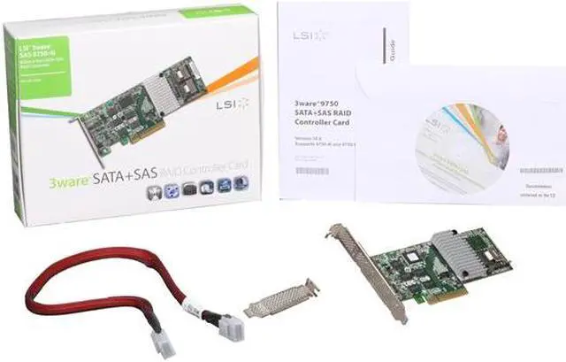 Alt view image 7 of 6 - 3ware Internal 9750-4i SATA/SAS 6Gb/s PCI-Express 2.0 w/ 512MB onboard memory Controller Card, Kit