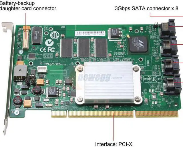 Alt view image 2 of 4 - Intel SRCS28X PCI-X SATA II (3.0Gb/s) Controller Card