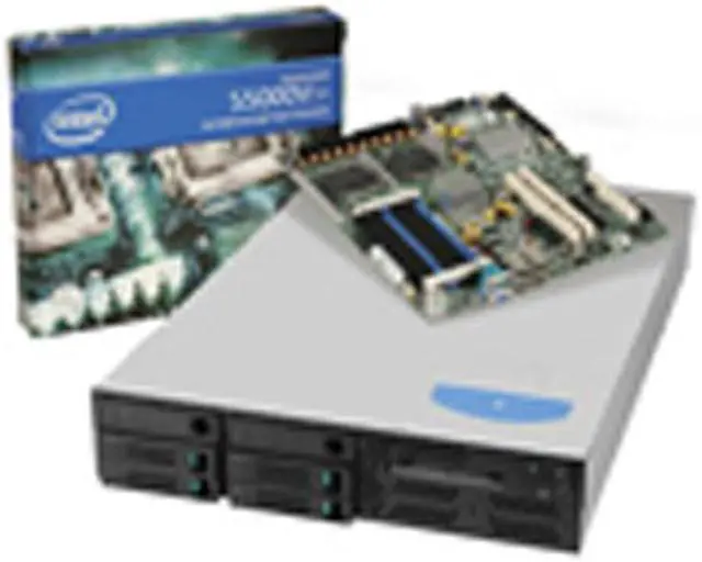 Alt view image 2 of 2 - Intel SR2520SAF 2U Rack Barebone Server Intel 5000V DDRII 533/400