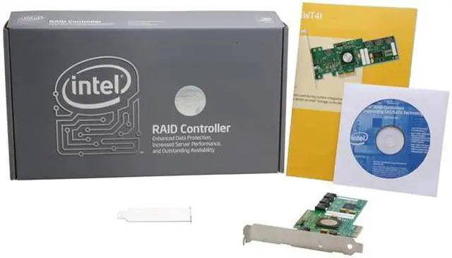 Alt view image 6 of 6 - Intel RAID Controller Card 3G SATA/SAS PCI-E x4 4 internal ports (SASWT4I)