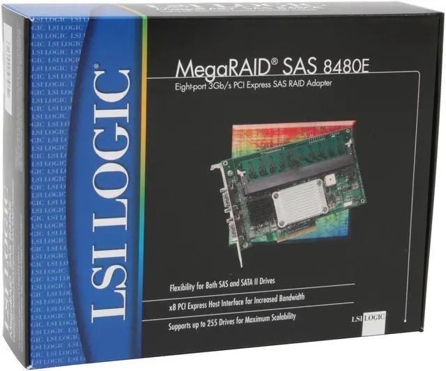 Alt view image 4 of 4 - LSI LSI00049 PCI Express SATA / SAS MegaRAID 8480E 8 Port 3G 256MB