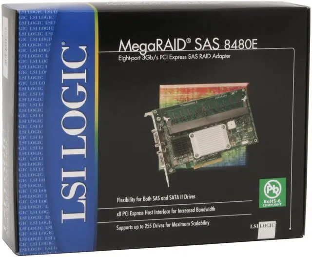 Alt view image 7 of 7 - LSI LSI00049-F PCI Express SATA / SAS MegaRAID 8480E 8 Port 256MB