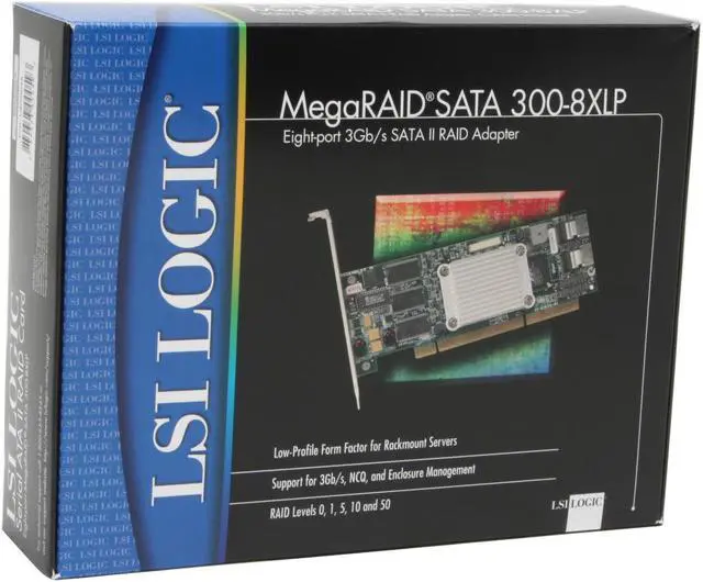 Alt view image 7 of 7 - LSI LSI00042-F PCI-X 64-bit/133MHz host interface (3.3 volts only) SATA II (3.0Gb/s) MegaRAID 300-8XLP Kit 8 Port 128MB