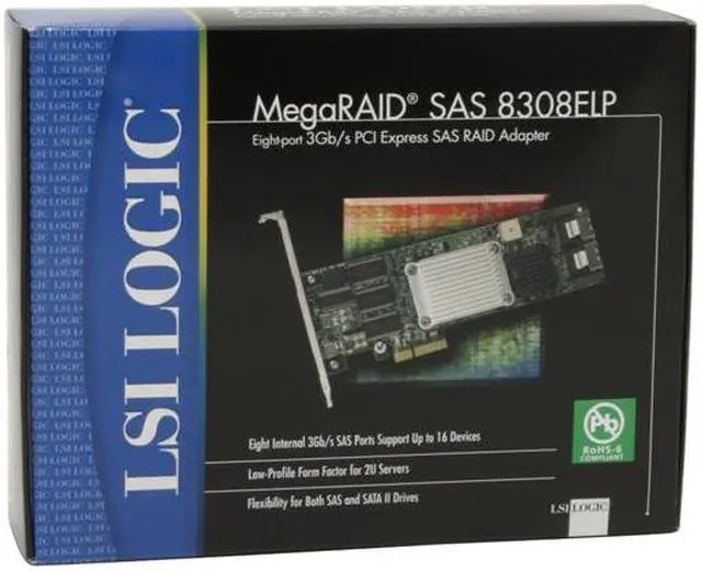 Alt view image 6 of 6 - LSI LSI00051-F PCI Express SATA / SAS MegaRAID 8308ELP Kit 8 Port 3G 128MB