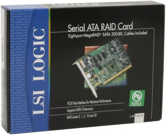 Alt view image 7 of 7 - LSI LSI00005-F 64-bit, 133MHz PCI-X SATA II (3.0Gb/s) MegaRAID 300-8X Kit 8 Port SATA/300 128MB