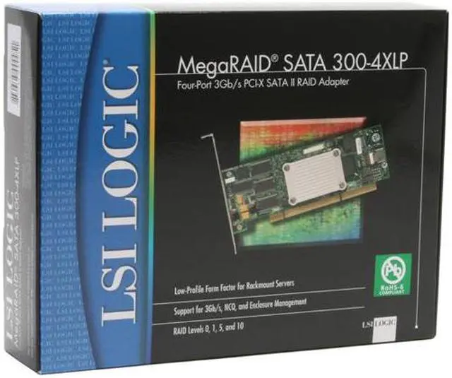 Alt view image 6 of 6 - LSI LSI00119 PCI-X SATA II (3.0Gb/s) MegaRAID 300-4XLP Kit 4 Port 128MB - OEM