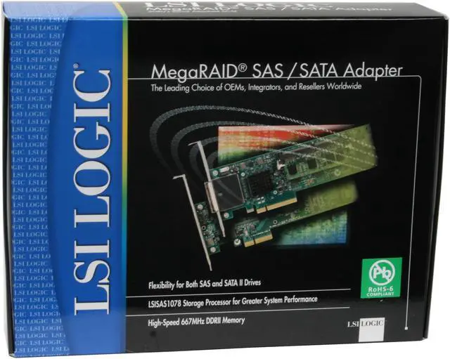 Alt view image 7 of 7 - LSI LSI00144 PCI Express SATA / SAS MegaRAID SAS 8704ELP