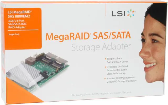 Alt view image 6 of 6 - LSI MegaRAID SATA/SAS 8880EM2 3Gb/s PCI-Express w/ 512MB onboard memory RAID Controller Card, Single