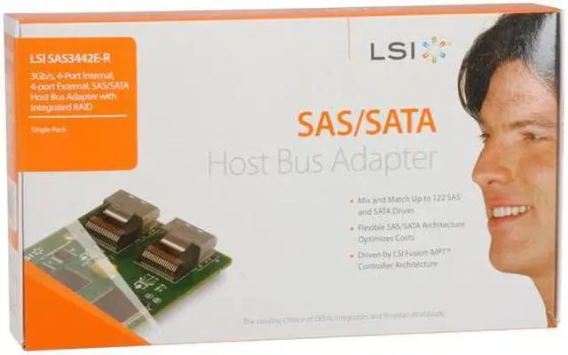 Alt view image 6 of 6 - LSI SAS3442E-R PCI Express SATA / SAS Controller Card Single Pack