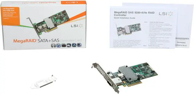 Alt view image 5 of 5 - LSI MegaRAID SAS 9280-4i4e 6Gb/s PCI-Express 2.0 w/ 512MB onboard memory RAID Controller Card, Single--Avago Technologies