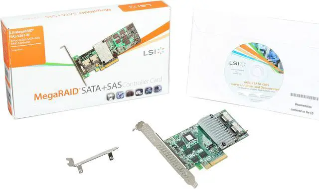 Alt view image 6 of 5 - LSI MegaRAID Internal Low-Power SATA/SAS 9261-8i 6Gb/s PCI-Express 2.0 w/ 512MB onboard memory RAID Controller Card, Single--Avago Technologies