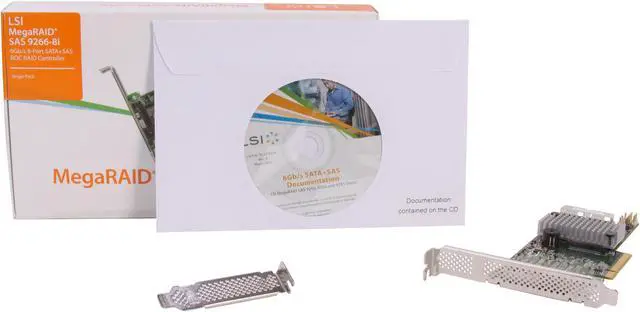 Alt view image 7 of 6 - LSI MegaRAID LSI00295 (9266-8i SGL) PCI-Express 2.0 x8 Low Profile SATA / SAS RAID Controller - Single--Avago Technologies