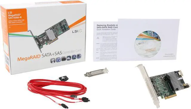 Alt view image 6 of 6 - LSI MegaRAID LSI00306 (9266-4i Kit) PCI-Express 2.0 x8 Low Profile SATA / SAS RAID Controller - Kit--Avago Technologies