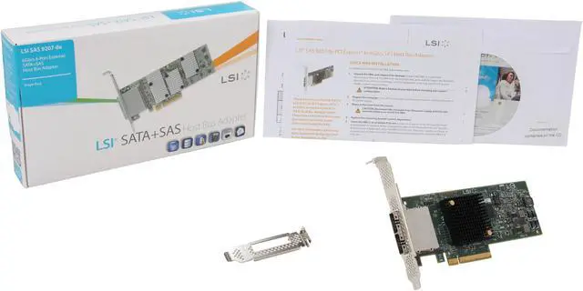 Alt view image 5 of 5 - LSI LSI00300 (9207-8e) PCI-Express 3.0 x8 Low Profile SATA / SAS Host Controller Card--Avago Technologies