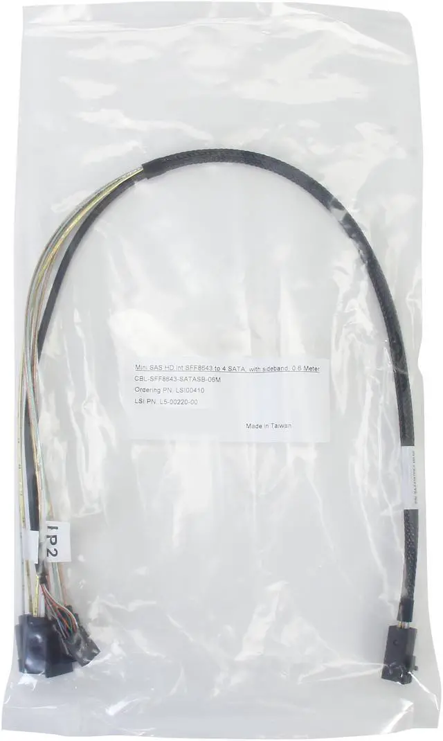 Alt view image 2 of 2 - LSI LSI00410 0.6m Internal Cable SFF8643 to x4 SATA HDD (mini SAS HD to SATA data port)--Avago Technologies