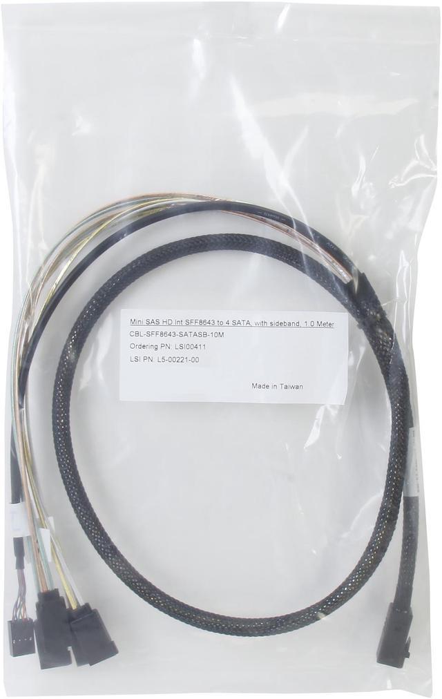 LSI LSI00411 1m Internal Cable SFF8643 to x4 SATA HDD (mini SAS HD to SATA  data port)--Avago Technologies