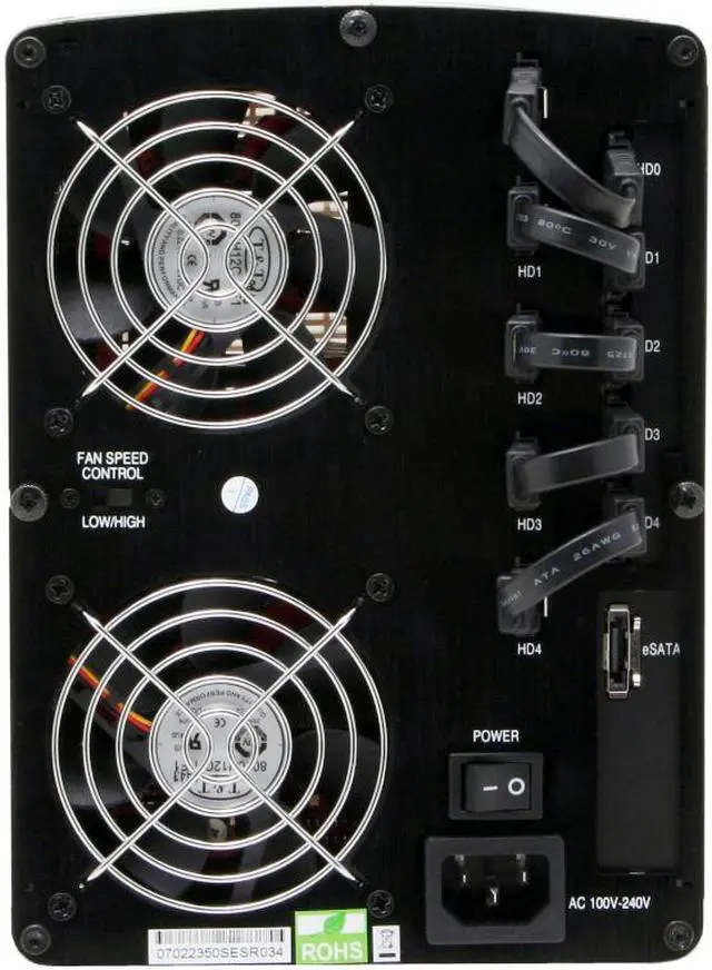 Alt view image 6 of 9 - Athena Power BP-ESATA350SESR RAID 0, 1, 0+1, 5 5 3.5" Drive Bays 1 x eSATA Multi Ports SATA External Back Plane Unit