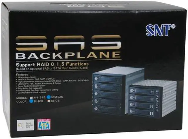 Alt view image 6 of 6 - Athena Power BP-SAS3051B RAID 0 / 1 / 5 / 10 5 3.5" Drive Bays 3 x 5.25" Bay for 5 x 3.5" SAS/SATA HDD Backplane