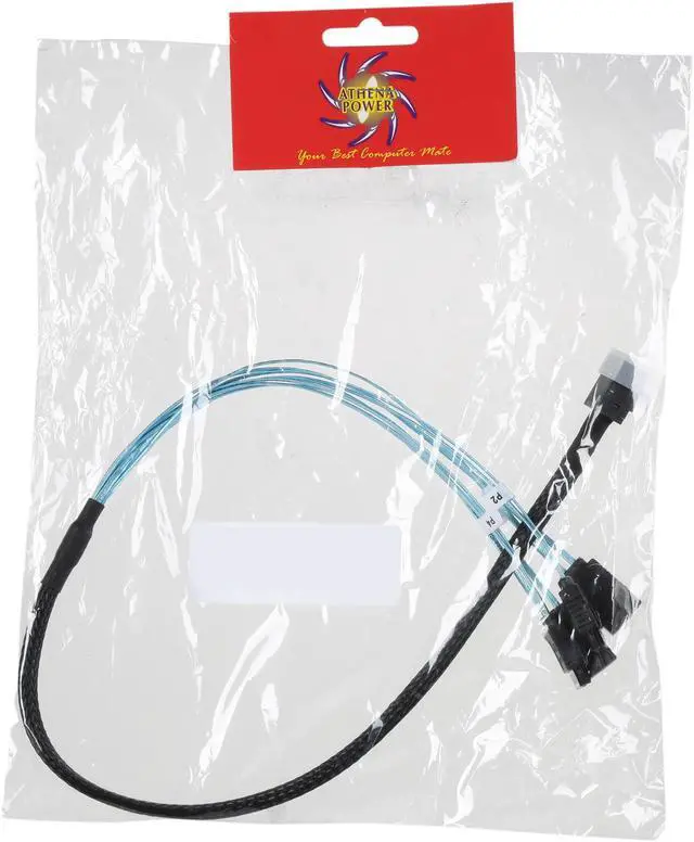 Alt view image 3 of 3 - Athena Power GPU Server 12G Data Cable for RM-4U8G1043 0.5M Mini SAS SFF8643 to 4 x SATA Internal Reverse Breakout Cable (CABLE-MS86434SRB20)