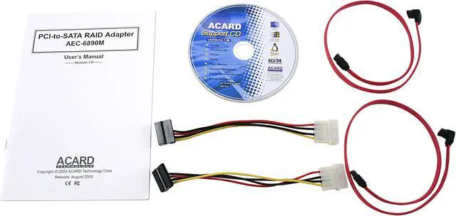 Alt view image 4 of 5 - ACARD AEC-6890M PCI SATA Controller Card