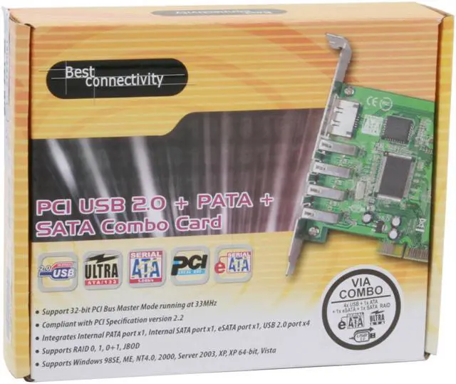 Alt view image 7 of 7 - SYBA SD-VIA-1A5E1IR PCI SATA / IDE / USB Combo Card