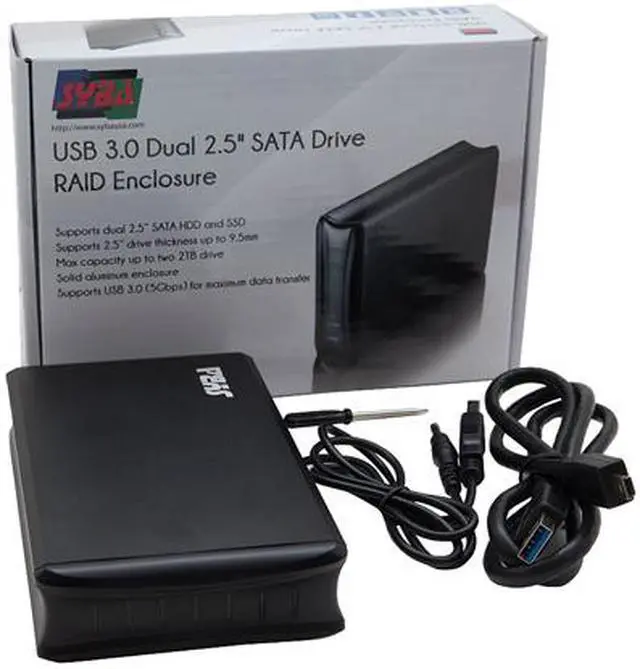Alt view image 4 of 4 - Syba SY-ENC25042 USB 3.0 USB 3.0 Dual 2.5" SATA Drive RAID Enclosure