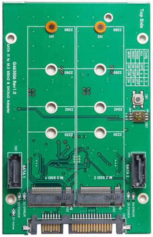 Alt view image 4 of 5 - Syba SY-ADA40102 RAID 0 / 1 / JBOD 3.5" SATA III to M.2 SSD RAID Adapter