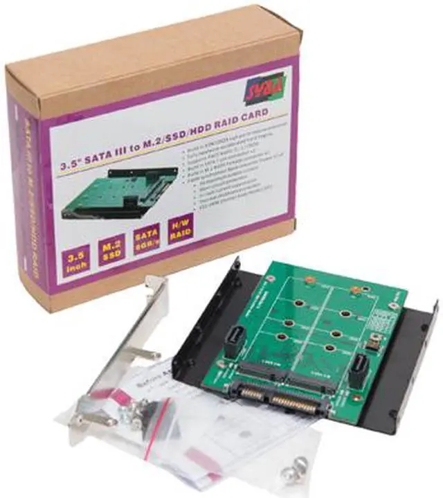 Alt view image 5 of 5 - Syba SY-ADA40102 RAID 0 / 1 / JBOD 3.5" SATA III to M.2 SSD RAID Adapter