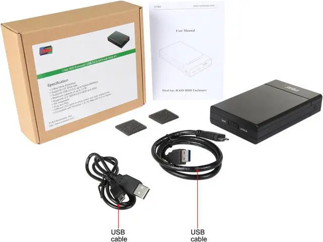 Alt view image 7 of 7 - Syba 2-bay HDD Enclosure - USB 3.0 to SATA with RAID 0/1