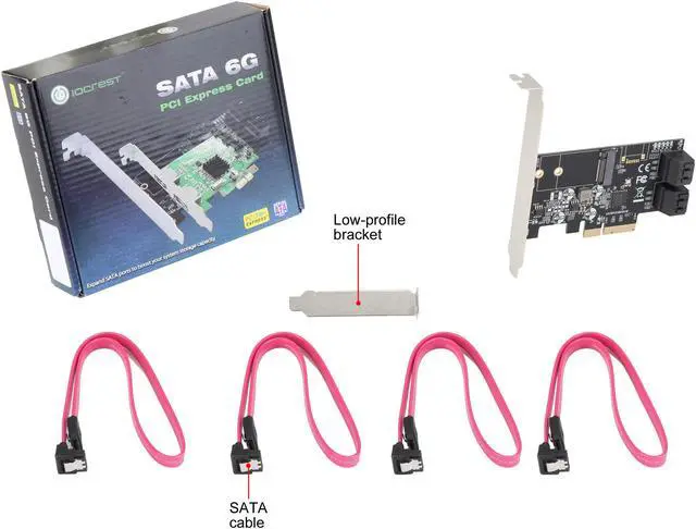 Alt view image 6 of 6 - SYBA 4 x Port Non-RAID SATA III 6 Gbp/s and M.2 B Key 2242 PCI-e x4 Controller Card Model SI-PEX40138