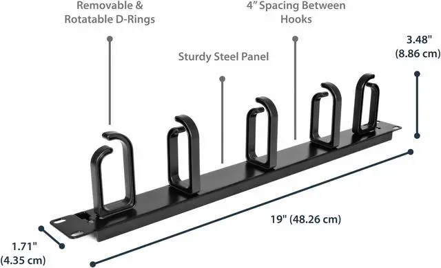 Alt view image 2 of 5 - StarTech.com CABLMANAGER2 1U 19in Metal Rackmount Cable Management Panel