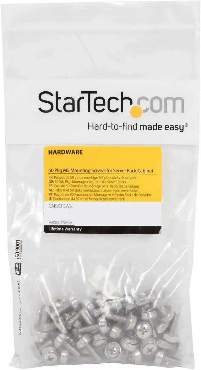 Alt view image 2 of 2 - StarTech.com CABSCREWS 50 Pkg M5 Mounting Screws for Server Rack Cabinet