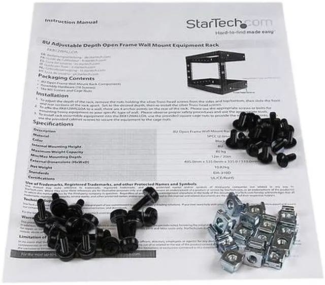 Alt view image 3 of 7 - StarTech.com RK812WALLO 8U 8U Open Frame Wall Mount Equipment Rack