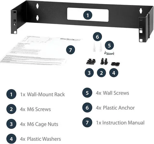 Alt view image 7 of 7 - StarTech.com WALLMOUNTH2 2U 19" Hinged Wall Mount Bracket for Patch Panels