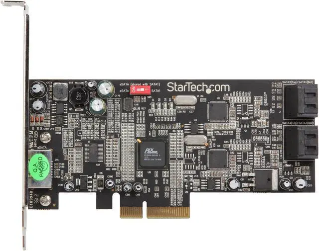 Alt view image 3 of 6 - StarTech.com PEXSAT34 PCI-Express 2.0 x4 Low Profile Ready SATA III (6.0Gb/s) 4-Port SATA and 1-Port eSATA Controller Card