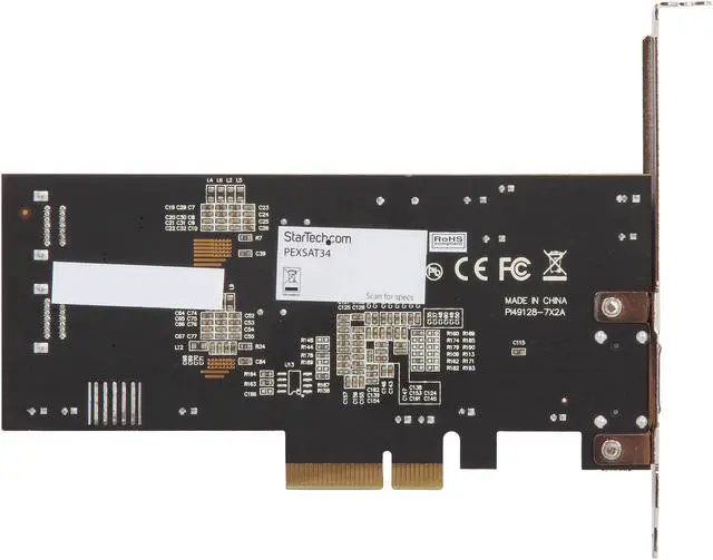 Alt view image 4 of 6 - StarTech.com PEXSAT34 PCI-Express 2.0 x4 Low Profile Ready SATA III (6.0Gb/s) 4-Port SATA and 1-Port eSATA Controller Card