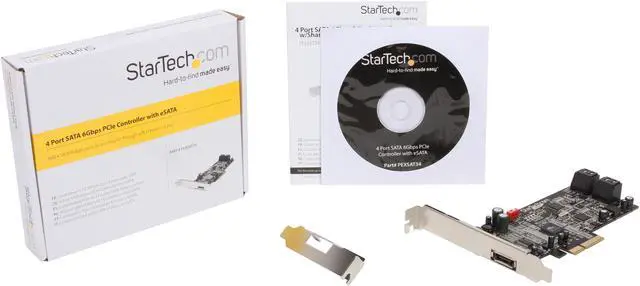 Alt view image 6 of 6 - StarTech.com PEXSAT34 PCI-Express 2.0 x4 Low Profile Ready SATA III (6.0Gb/s) 4-Port SATA and 1-Port eSATA Controller Card