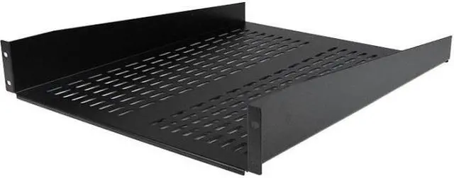 Main image of StarTech.com CABSHELF22V 2U 22 in Vented Rack Mount Cantilever Shelf - Fixed Server Rack Cabinet Shelf - 50 lbs / 22 kg - Front Mounted Fixed Shelf