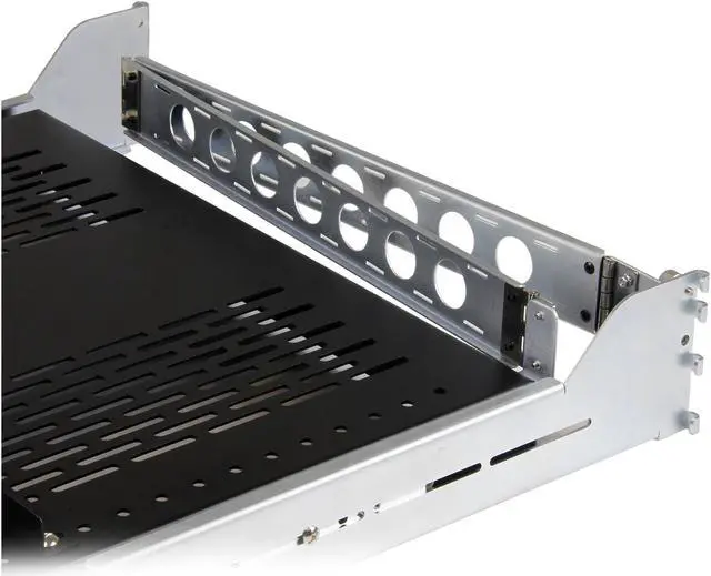 Alt view image 3 of 5 - StarTech.com 2U Vented Sliding Rack Shelf w/ Cable Management Arm & Adjustable Mounting Depth - 125lbs / 56.7kg