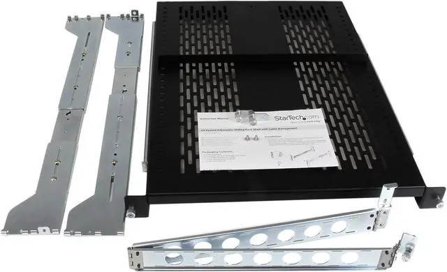 Alt view image 5 of 5 - StarTech.com 2U Vented Sliding Rack Shelf w/ Cable Management Arm & Adjustable Mounting Depth - 125lbs / 56.7kg
