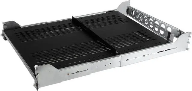 Main image of StarTech.com 2U Vented Sliding Rack Shelf w/ Cable Management Arm & Adjustable Mounting Depth - 125lbs / 56.7kg